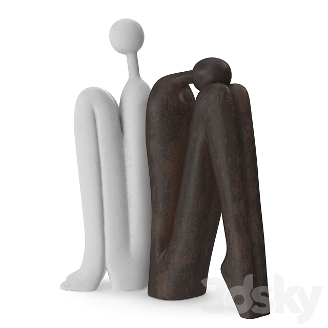 Sitting Stickman Figurine 3ds Max - thumbnail 1