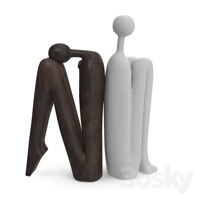 Sitting Stickman Figurine 3ds Max - thumbnail 2