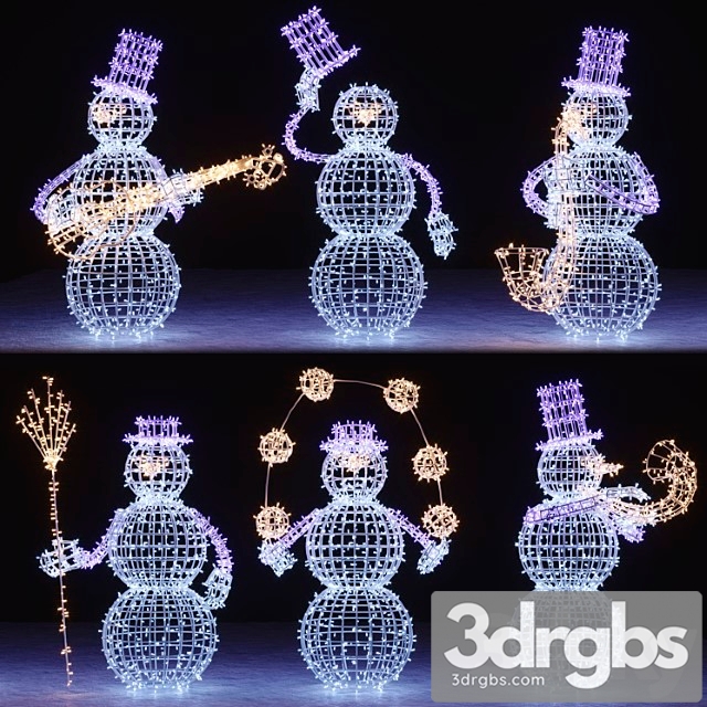 Snowman figures from garlands 3dsmax Download - thumbnail 1