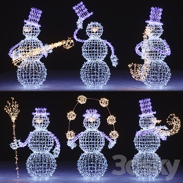 Snowman figures from garlands 3DSMax File - thumbnail 1