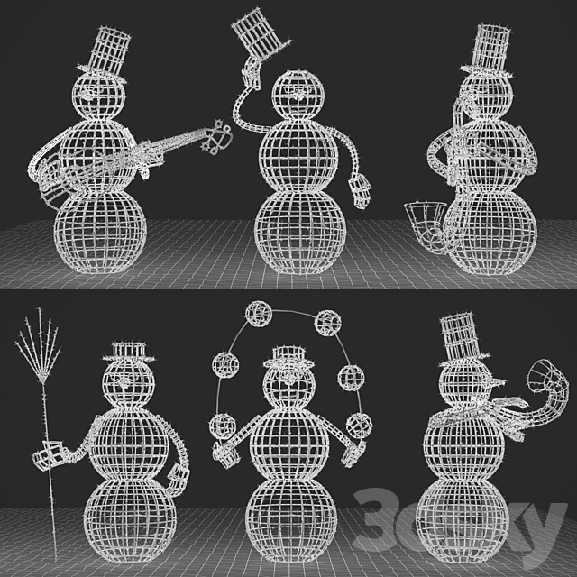 Snowman figures from garlands 3DSMax File - thumbnail 2