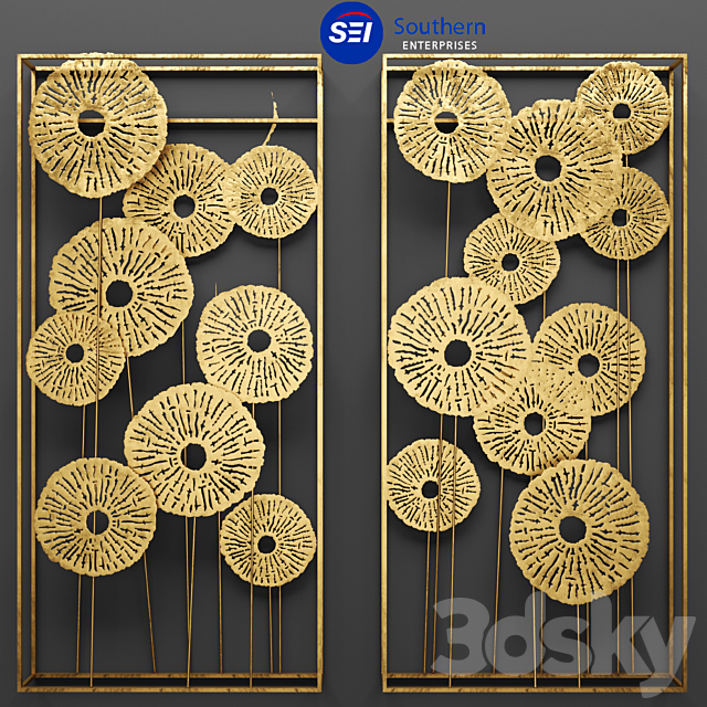 Southern Enterprises Aura Abstract Wall Sculpture. picture. art. wall decor. luxury. gold. metallic. panels. luxury 3DSMax File - thumbnail 1