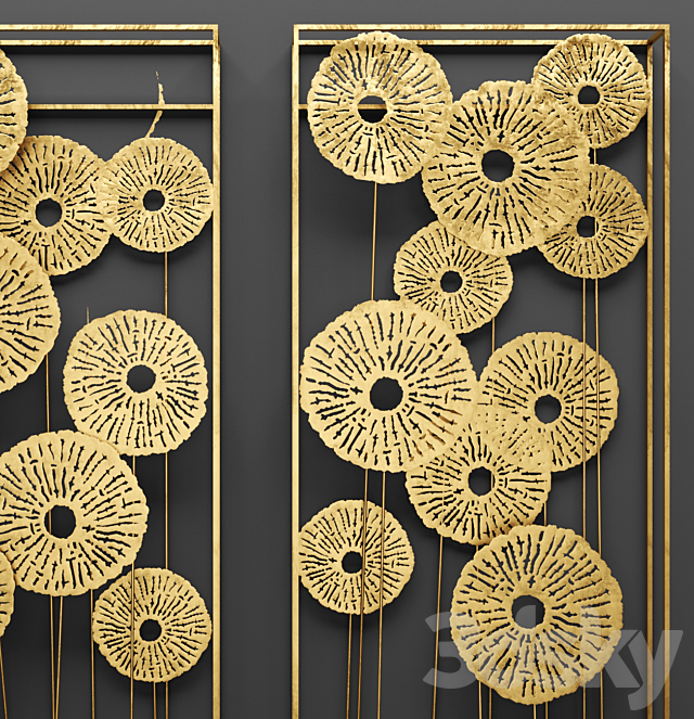 Southern Enterprises Aura Abstract Wall Sculpture. picture. art. wall decor. luxury. gold. metallic. panels. luxury 3DSMax File - thumbnail 2