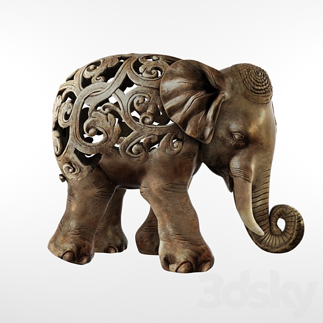 Standing elephant figurine 3DSMax File - thumbnail 1