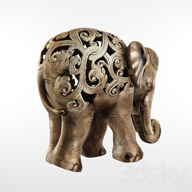 Standing elephant figurine 3DSMax File - thumbnail 2