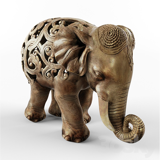 Standing elephant figurine 3DSMax File - thumbnail 3