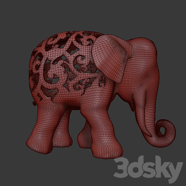 Standing elephant figurine 3DSMax File - thumbnail 4