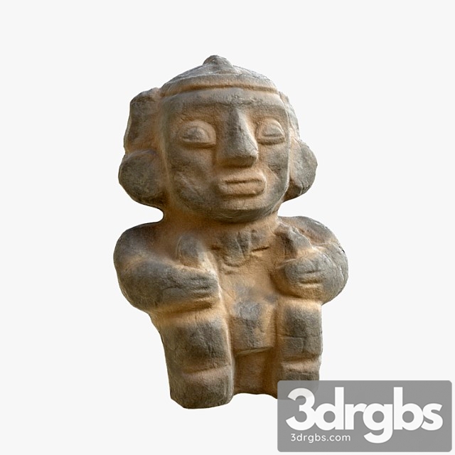 Stone idol sculpture pbr 3d model - thumbnail 1