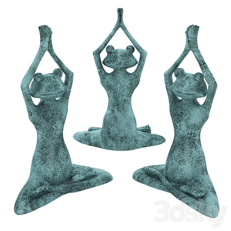 Stretching Yoga Frog Figurine 3DS Max - thumbnail 2