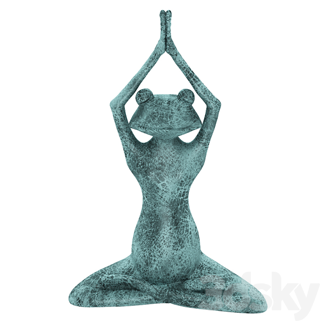 Stretching Yoga Frog Figurine 3DSMax File - thumbnail 1