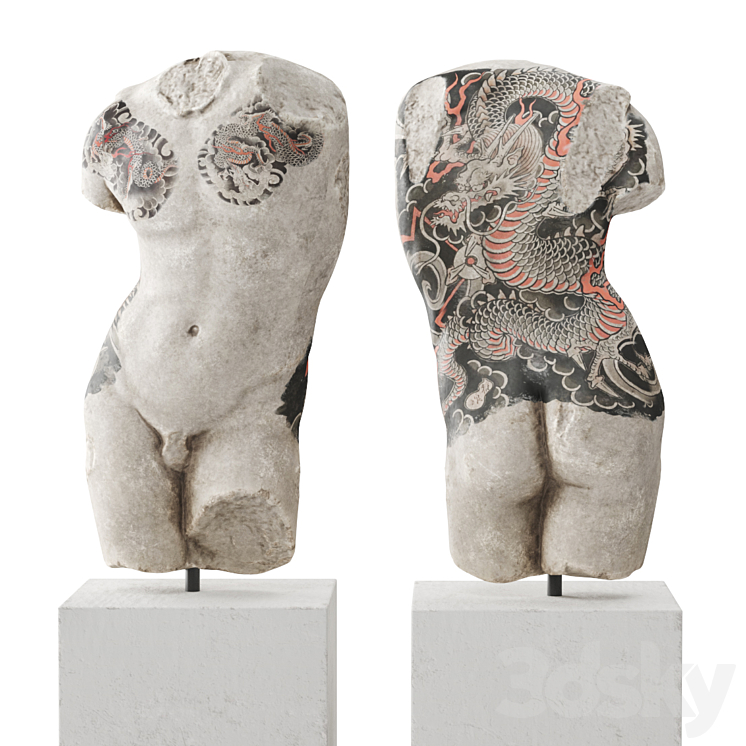 Tattoo classic man torso 3DS Max Model - thumbnail 1