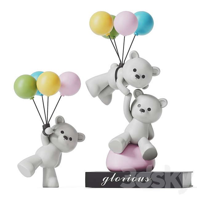 Teddy Bear and Balloons 3DSMax File - thumbnail 1