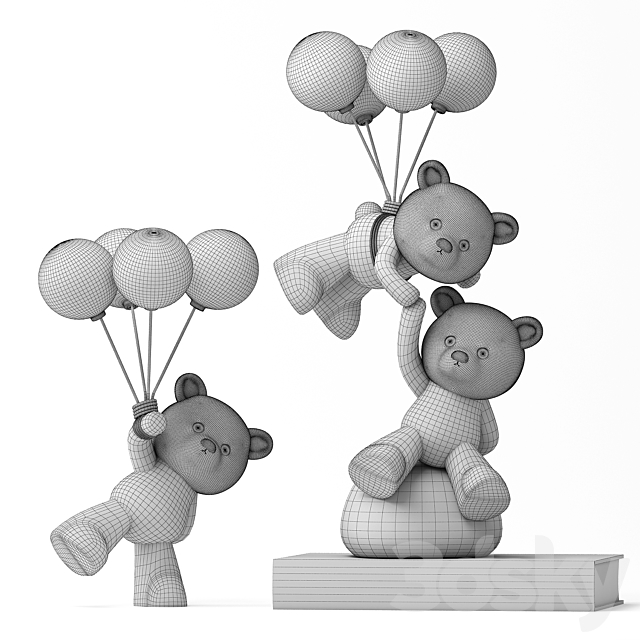 Teddy Bear and Balloons 3DSMax File - thumbnail 2