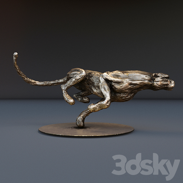 The bronze figure of cheetah 3DSMax File - thumbnail 1