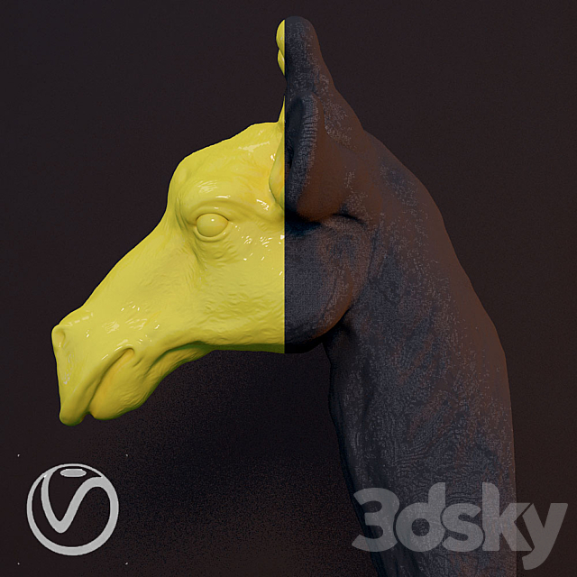 The head of a giraffe 3ds Max - thumbnail 3