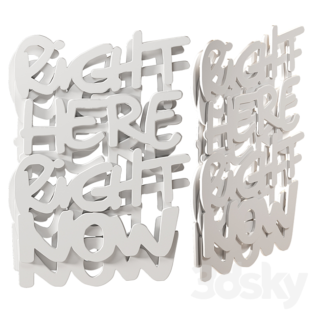 Three-dimensional inscription “Right Here Right Now” on the wall 3ds Max - thumbnail 2