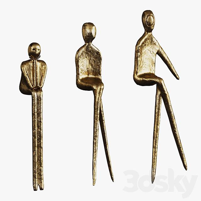 three people sculpture 3ds Max - thumbnail 2