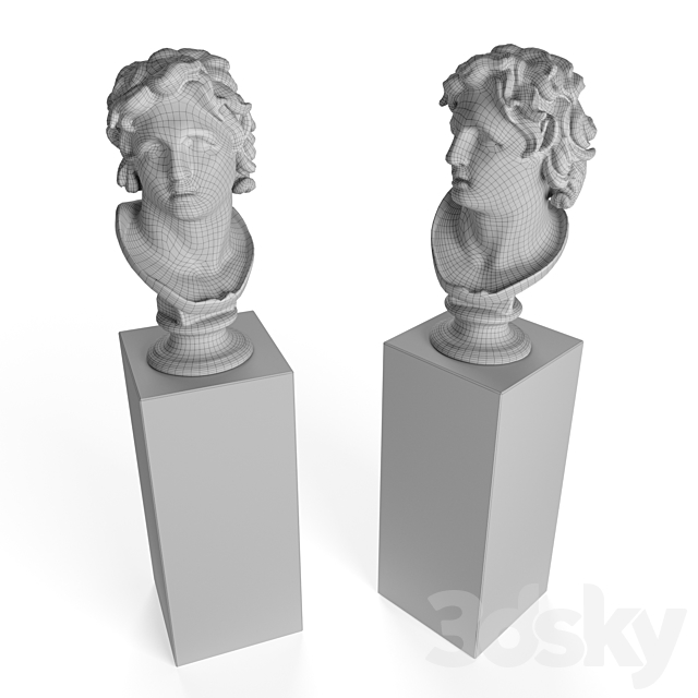 Triton bust stripe sculpture 3DSMax File - thumbnail 6