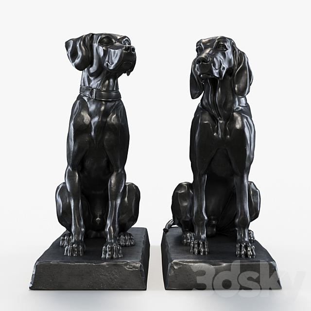 Two dogs. 3DS Max Model - thumbnail 2