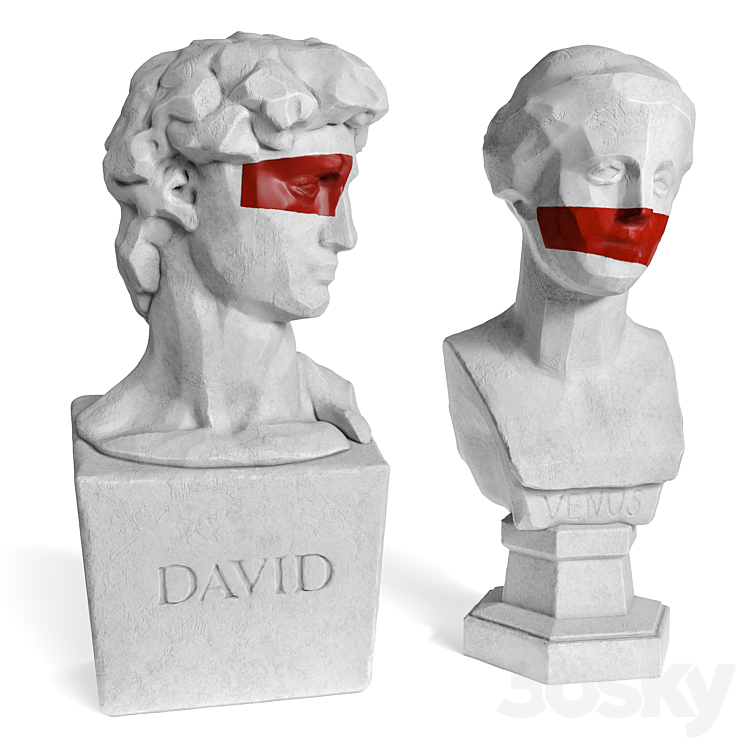 Venus and David edges bust 3DS Max - thumbnail 2