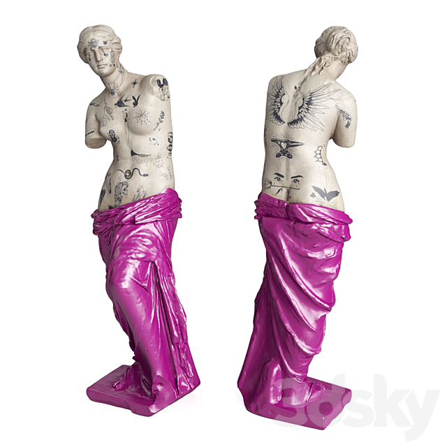 Venus Modern sculpture with tattoo 3ds Max - thumbnail 2