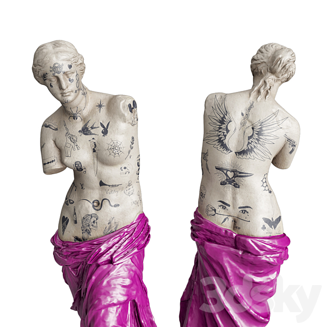 Venus Modern sculpture with tattoo 3ds Max - thumbnail 3