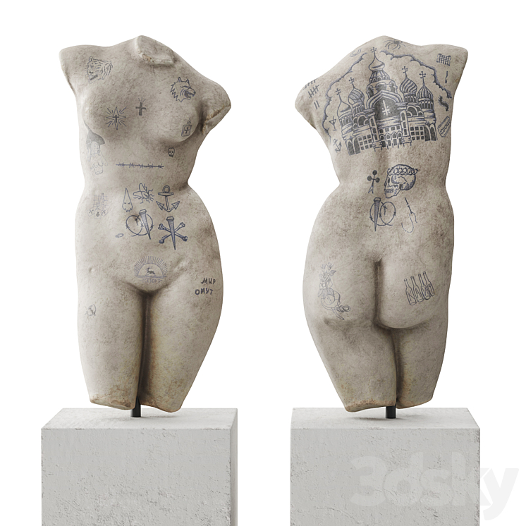 Venus tattoo torso sculpture 3DS Max Model - thumbnail 3