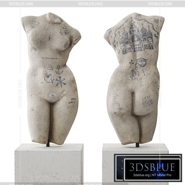 Venus tattoo torso sculpture 3DS Max - thumbnail 3