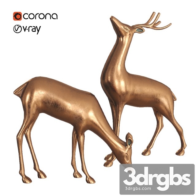 Vintage Deer Statue 3dsmax Download - thumbnail 1