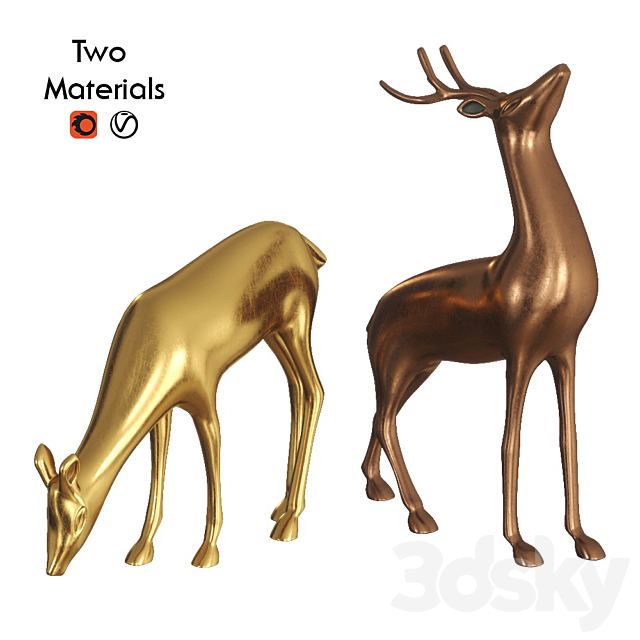 Vintage deer statue 3DSMax File - thumbnail 3