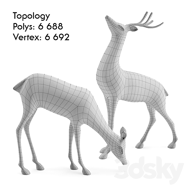 Vintage deer statue 3DSMax File - thumbnail 4