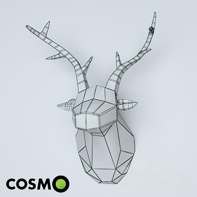 Wall Deer Head Figurine 3DSMax File - thumbnail 2