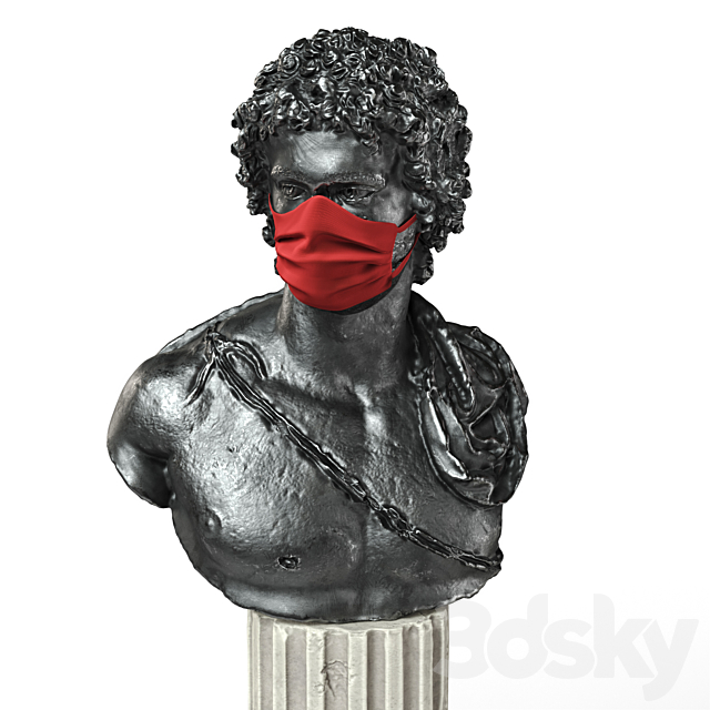 Young greek bust mask black 3DSMax File - thumbnail 3