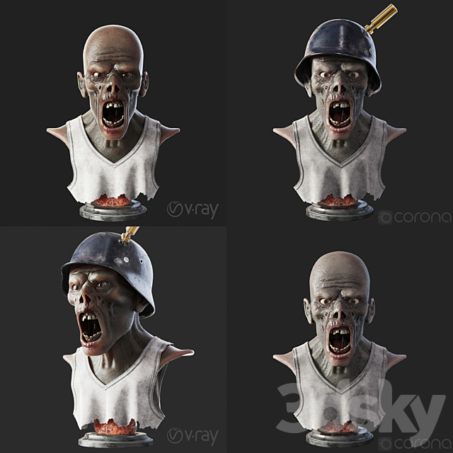 Zombie bust 3DSMax File - thumbnail 2