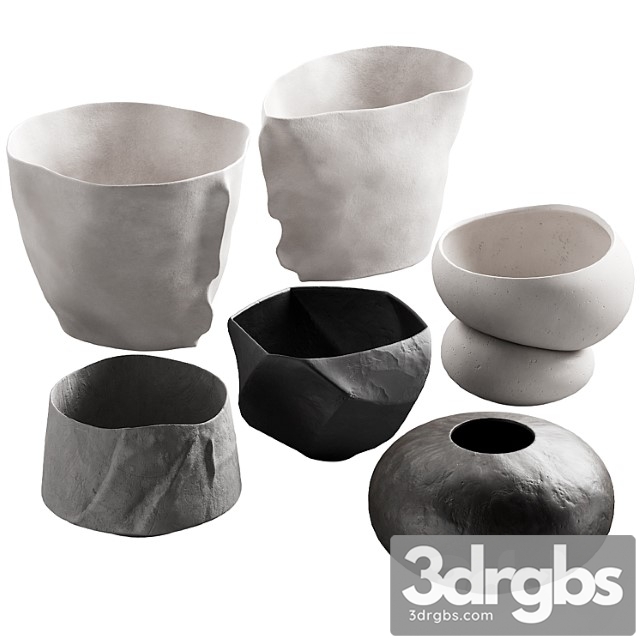 302 Decorative Vases And Pots 02 Deformed Folded Relief Vase 3dsmax Download - thumbnail 1