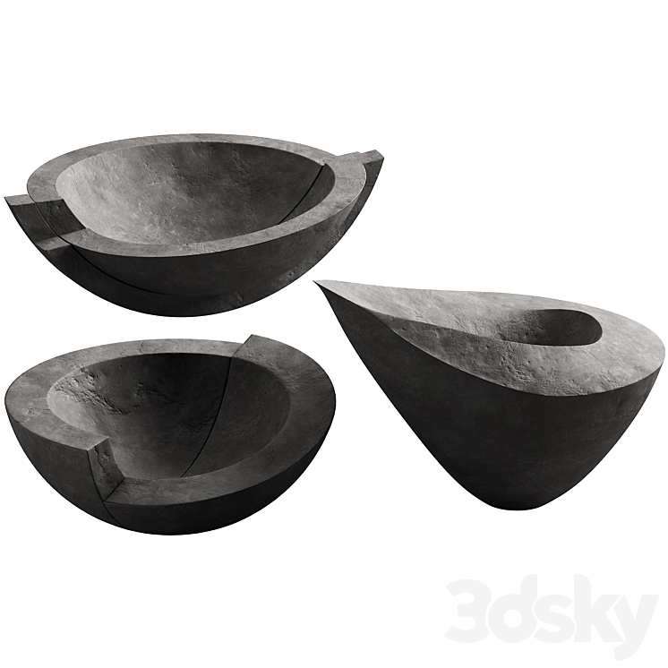 365 decorative vases and pots 03 deformed folded relief vase 02 3DS Max Model - thumbnail 2