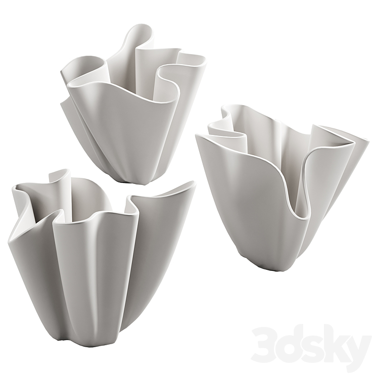 368 decorative vases and pots 06 deformed folded relief vase 05 3DS Max Model - thumbnail 1