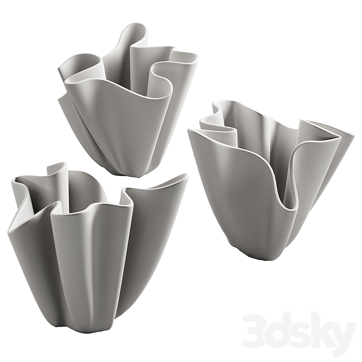 368 decorative vases and pots 06 deformed folded relief vase 05 3DS Max Model - thumbnail 2