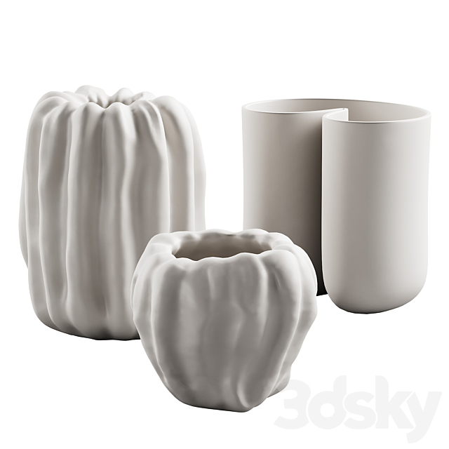 412 decorative vases and pots 07 deformed folded relief vase 06 3DS Max Model - thumbnail 2