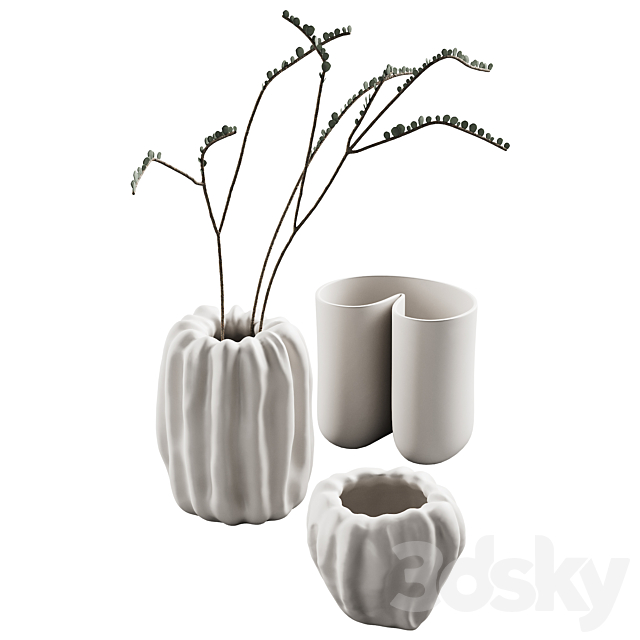 412 decorative vases and pots 07 deformed folded relief vase 06 3DS Max Model - thumbnail 3