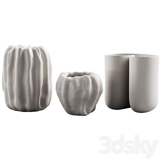 412 decorative vases and pots 07 deformed folded relief vase 06 3DS Max Model - thumbnail 4