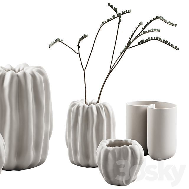 412 decorative vases and pots 07 deformed folded relief vase 06 3DS Max Model - thumbnail 5