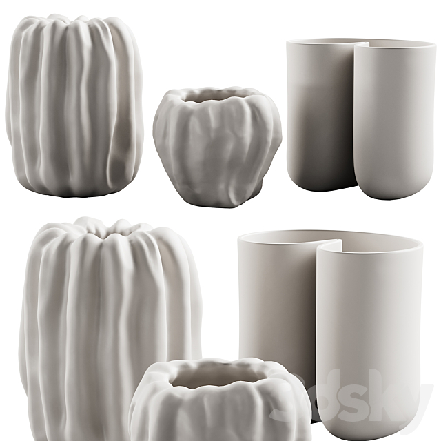 412 decorative vases and pots 07 deformed folded relief vase 06 3DS Max Model - thumbnail 6