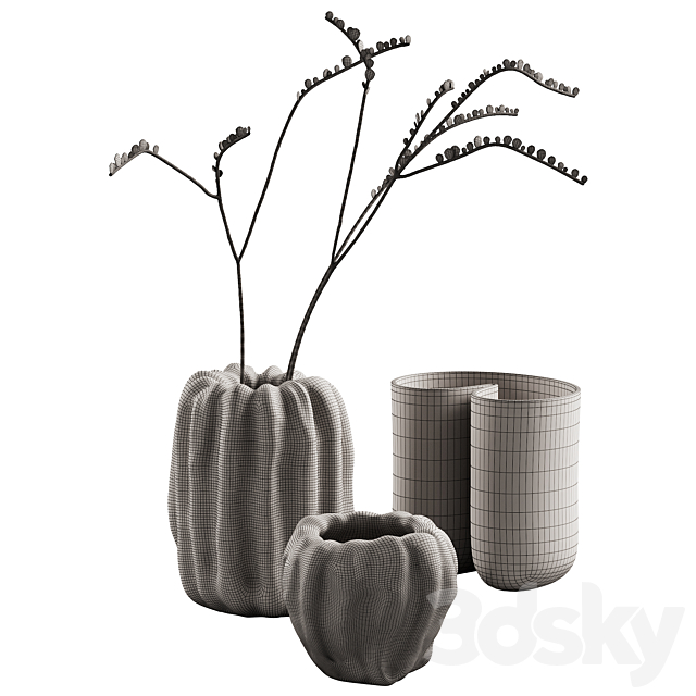 412 decorative vases and pots 07 deformed folded relief vase 06 3DS Max Model - thumbnail 7