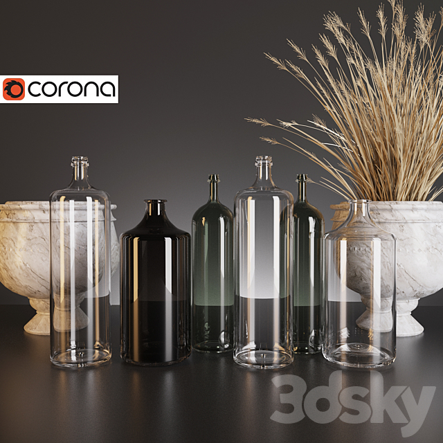 A set of decorative bottles. 3DSMax File - thumbnail 1