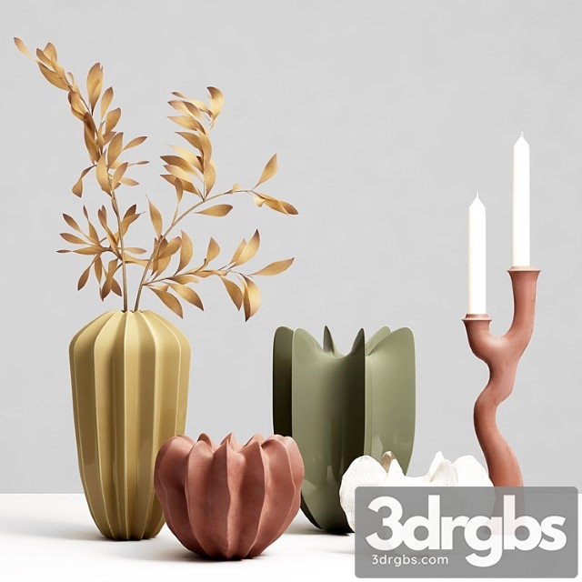 A set of vases with a candlestick. - thumbnail 1