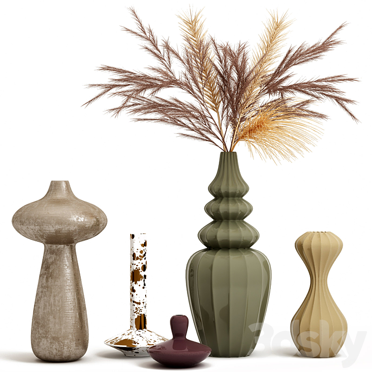 A set of vases with decor. 3DS Max - thumbnail 1