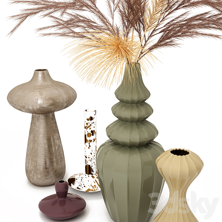 A set of vases with decor. 3DS Max - thumbnail 2