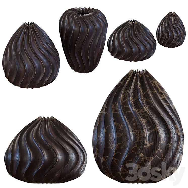 Accessories – Wooden Vases 3DS Max - thumbnail 2