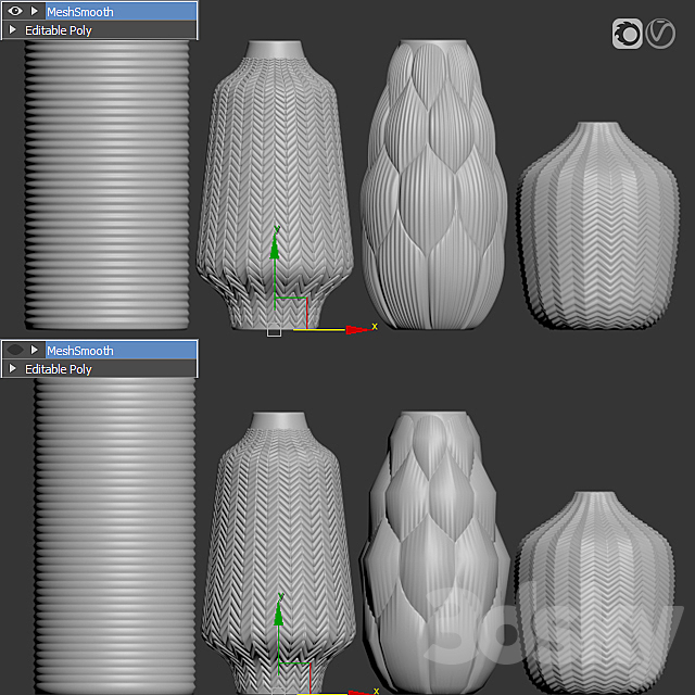 Amazing glass vases set for interior 3DSMax File - thumbnail 3